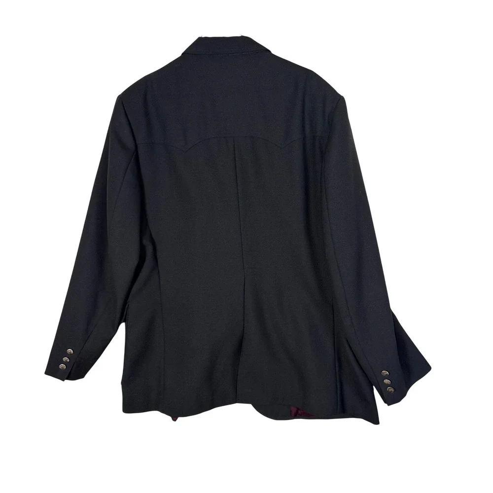 Pendleton Western Blazer Mens  Black Wool Blend Silver Button Cowboy Jacket USA